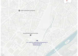 Die Karte zeigt die Lage des ifp in der Kapuzinerstraße, im Zentrum von München.